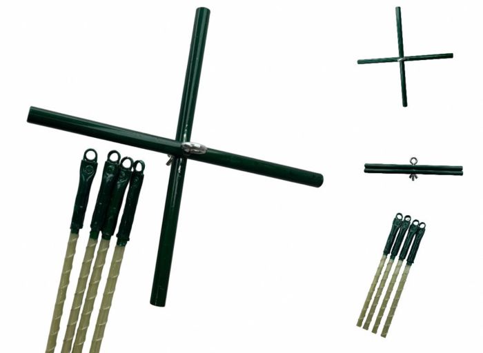 Дуги на павук для риболовлі - 1x1 метр - Діаметр 8 мм - З хрестовиною - Склопластик - Білий