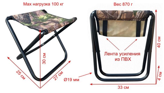 Стілець без спинки Megastrike - SH9-3-29 - Посилений - Камуфляж - 25х27х30 см