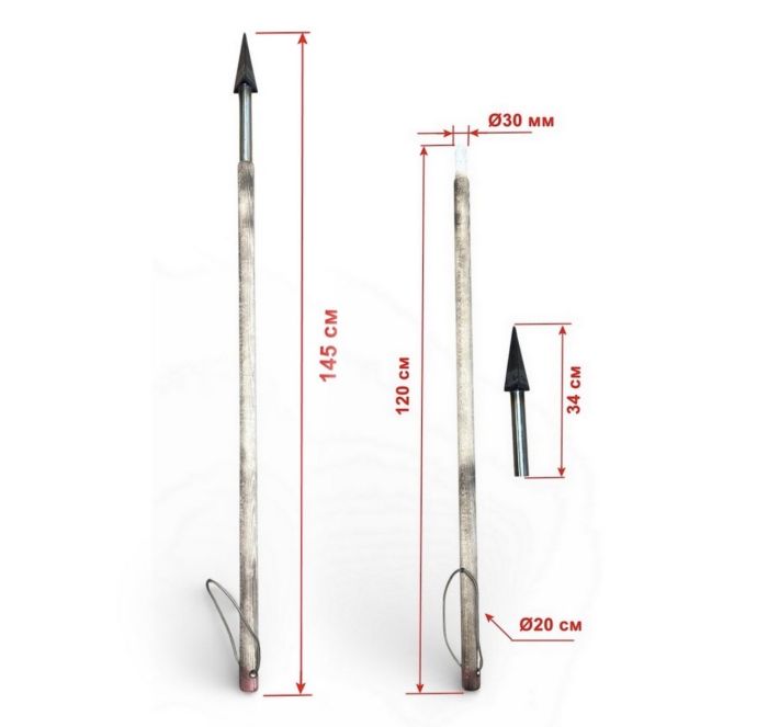 Пішня Піка (тригранна) з дерев'яною ручкою