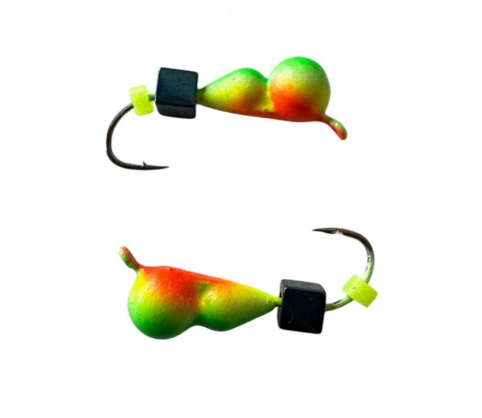 Мормишка Вольфрамова Володимирська Мураха - З кубиком хамелеон - 4 мм - 0.7 г - Зелено-жовтий з червоною точкою - Арт.619