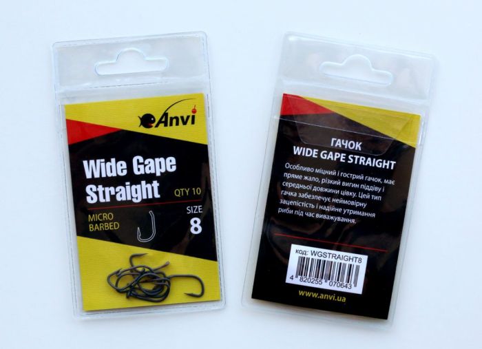 Гачок короповий Anvi Wide Gape Straight №8 - 10 шт/уп
