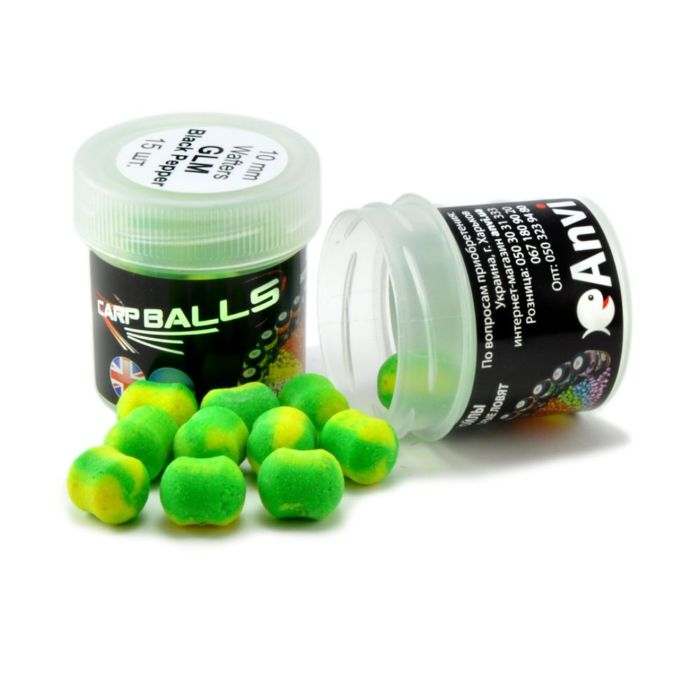 Бойли Carp Balls Wafters - Нейтральна плавучість - Ø10 мм - 15 шт/уп - GLM&Black Pepper (Мідії та чорний перець)