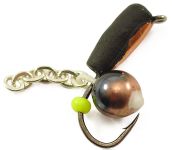 Мормишка Вольфрамова Володимирська "Гвоздик з підвісною 2-ох кольоровою кулькою з ланцюжком" м/к - 2,5 мм - 0,6 г - Арт.415