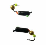 Мормишка Вольфрамова Володимирська Гвоздик - З кулькою золото - 4 мм - 0.9 г - Чорний з червоно-зеленою точкою - Арт.602