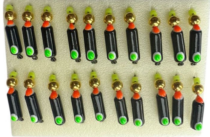 Мормишка Вольфрамова Володимирська Гвоздик - З кулькою золото - 4 мм - 0.9 г - Чорний з червоно-зеленою точкою - Арт.602