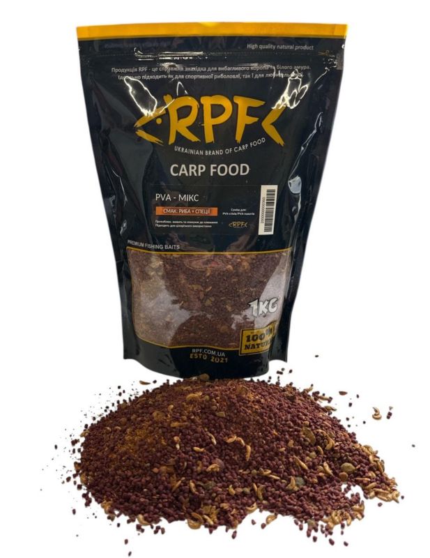 ПВА-Микс RPF - Рыба Специи - Смесь для ПВА-стиков, ПВА-пакетов, флет-кормушек - 1 кг