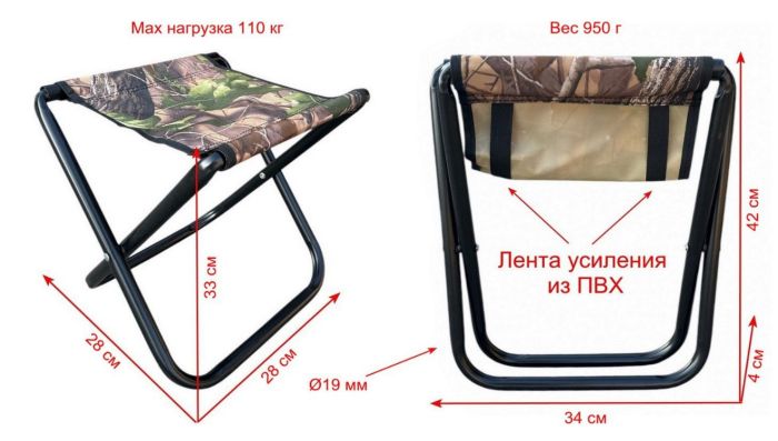 Стілець без спинки Megastrike - SH9-3-28 - Посилений - Камуфляж - 28х28х33 см