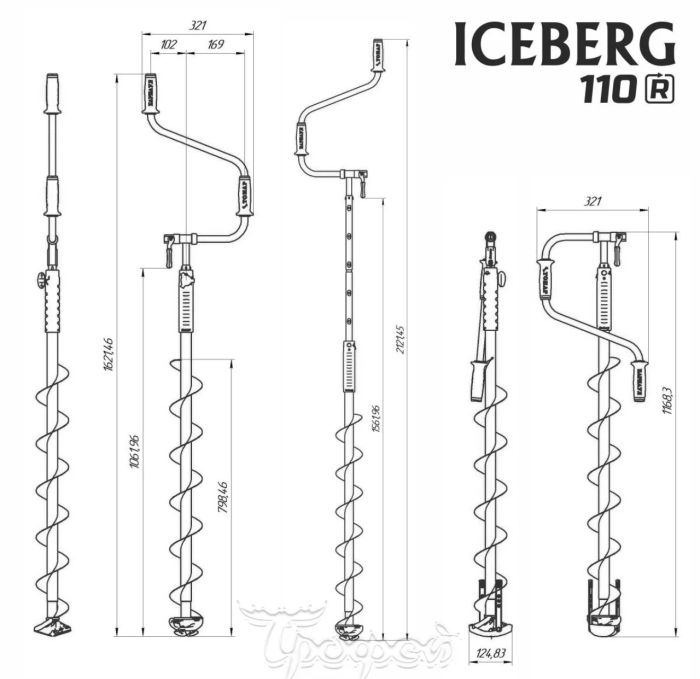 Льодобур Барнаульський ICEBERG-SIBERIA 110R - 1600 v2.0 (праве обертання)