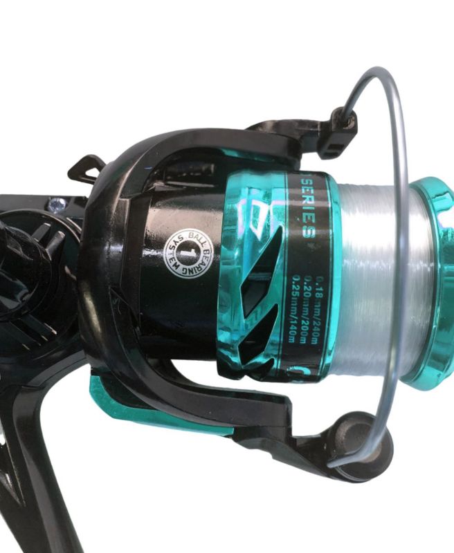 Набір Спінінгіста (спінінг+котушка+ коробка з наживками) - Бірюзовий