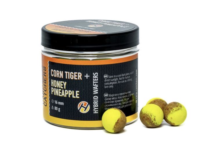 Бойли Carp Catchers Hybrid Wafters - Corn Tiger&Honey Pineapple - Ø16 мм - Двоколірні