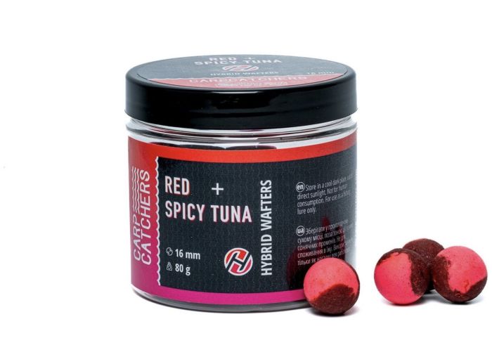 Бойли Carp Catchers Hybrid Wafters - Red&Spicy Tuna - Ø16 мм - Двоколірні