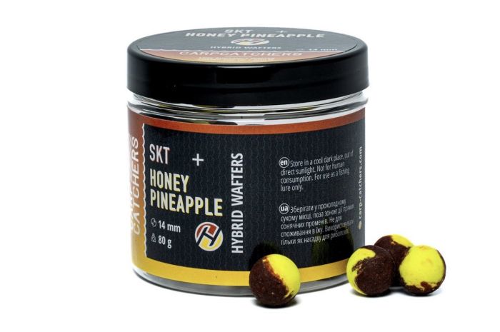 Бойли Carp Catchers Hybrid Wafters - SKT&Honey Pineapple - Ø14 мм - Двоколірні
