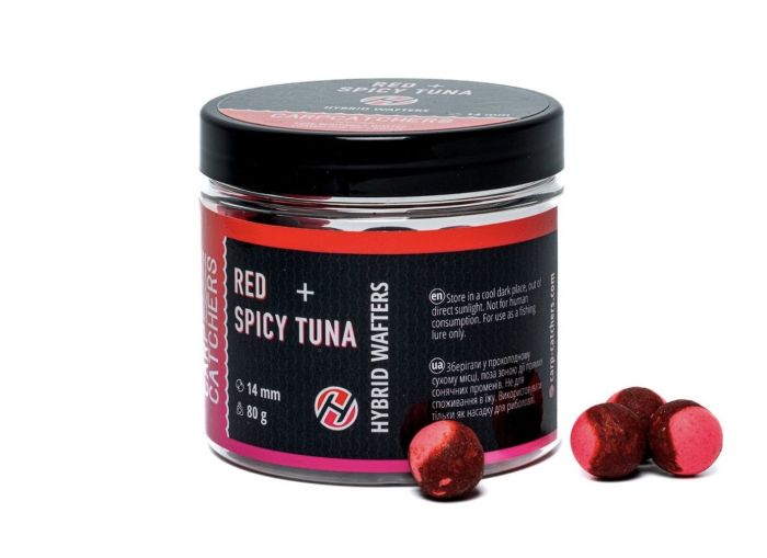 Бойли Carp Catchers Hybrid Wafters - Red&Spicy Tuna - Ø14 мм - Двоколірні