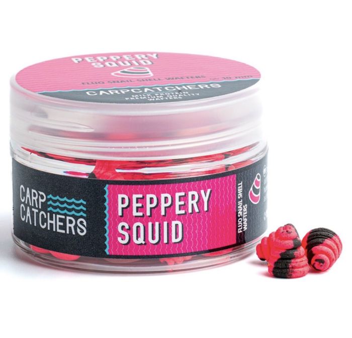 Бойли Carp Catchers - Peppery Squid - Ø10 мм - Fluo Snail Shell Wafters - Двоколірні