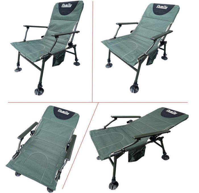 Карпове крісло Megastrike - SH9-3-5 - 50x55x95 см - З боковою кишенею на змійці - Оливково-зелений