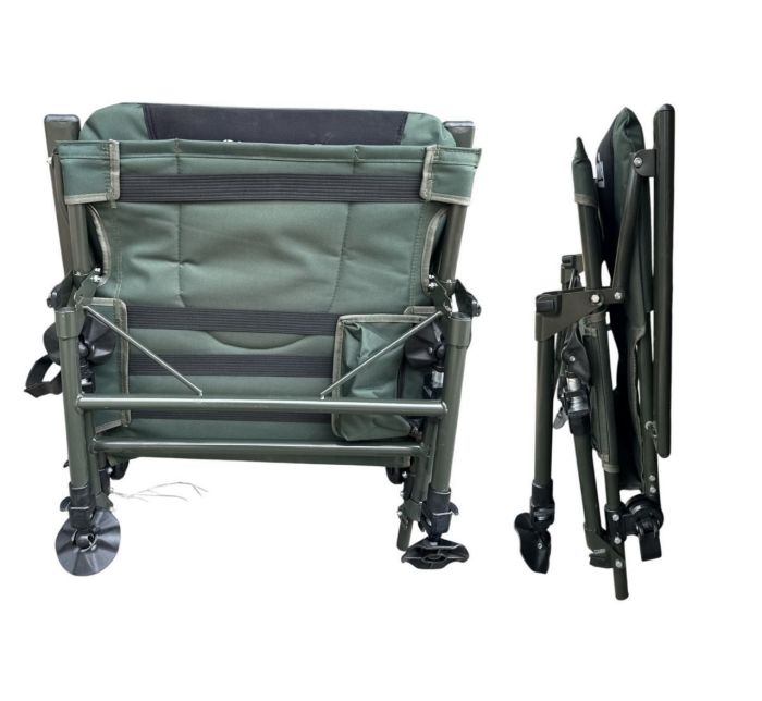 Карпове крісло Megastrike - SH9-3-5 - 50x55x95 см - З боковою кишенею на змійці - Оливково-зелений