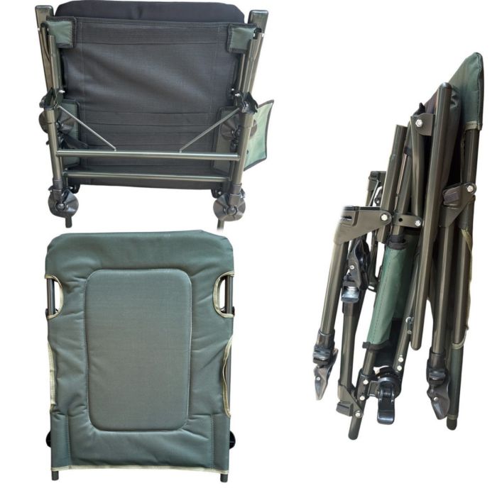 Карпове крісло Megastrike з підставкою для ніг - SH9-3-8 - (70+50)x55x95 см - З боковою кишенею на змійці - Олива