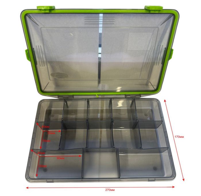 Коробка Briz 037 - Для рибальських снастей - 13 осередків - Прозора