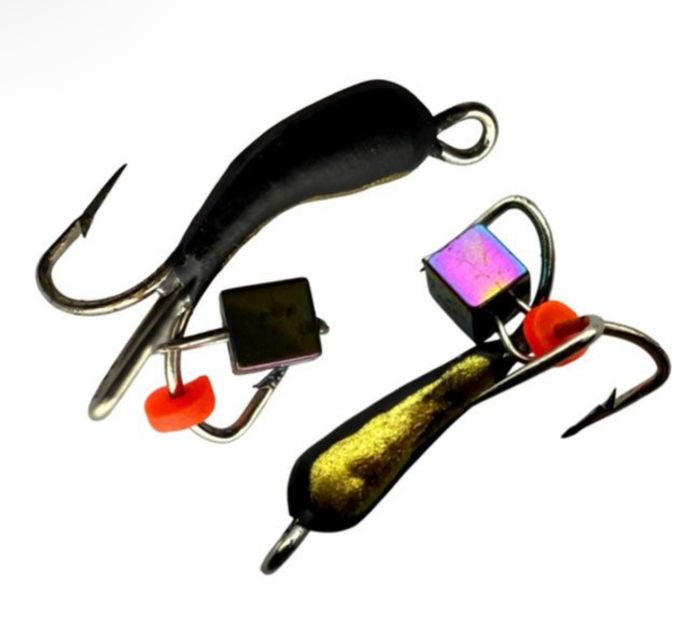 Мормишка Вольфрамова Володимирська "Чортик з підвісним кубиком хамелеон" - 4 мм - 0,4 г - Арт.580