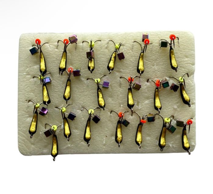 Мормишка Вольфрамова Володимирська "Чортик з підвісним кубиком хамелеон" - 4 мм - 0,4 г - Арт.580