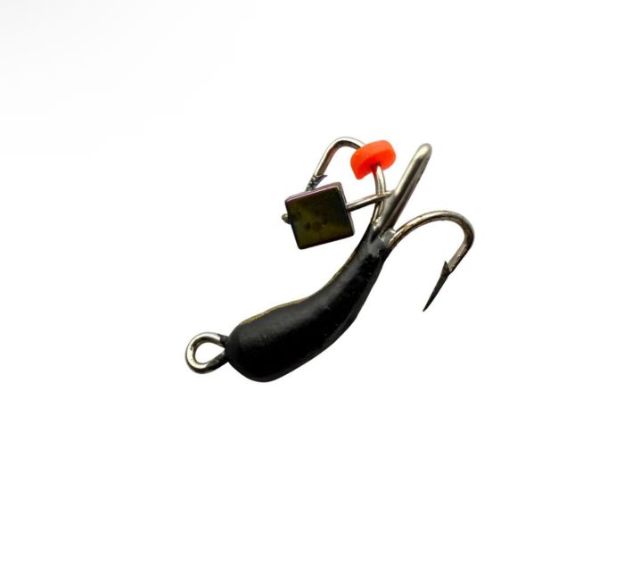 Мормишка Вольфрамова Володимирська "Чортик з підвісним кубиком хамелеон" - 4 мм - 0,4 г - Арт.580