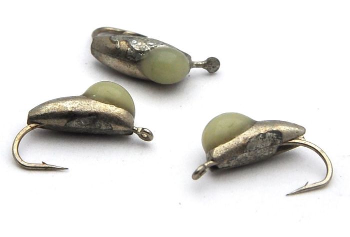 Мормишка Вольфрам Долька Часниці з каменем - Темне срібло - 10 шт./уп - 0,78 г, Гачок №12