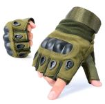 Рукавички тактичні ЗСУ - З відкритими пальцями - Тверда кістка - Карбонова вставка - Хакі