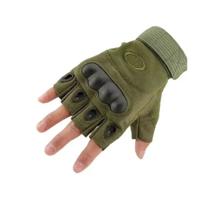 Рукавички тактичні ЗСУ - З відкритими пальцями - Тверда кістка - Карбонова вставка - Хакі