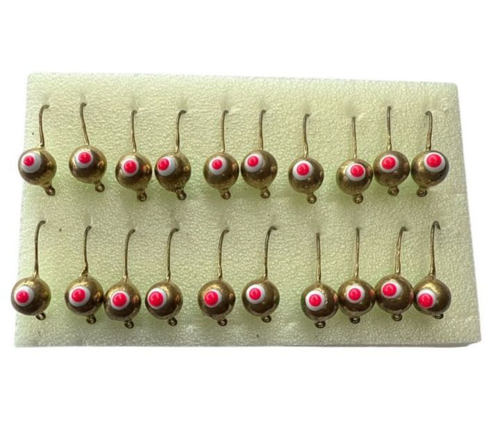 Мормишка Вольфрамова Володимирська Куля Гранений з кембриком - Фарбований - 4 мм - 0.6 г - Золото-зелений з червоно-білою точкою - Арт.613