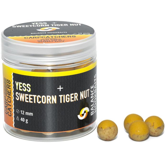 Бойли Carp Catchers Balance Hookbaits - Ø12 мм - Dark Yellow&Natural YB - YESS&Sweetcorn Tiger Nut