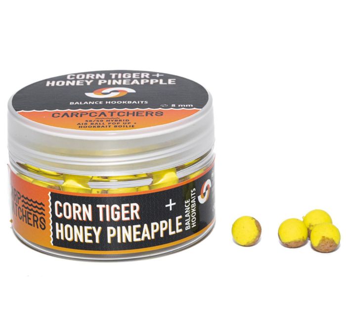 Бойли Carp Catchers Balance Hookbaits - Ø8 мм - Fluoro Yellow&Natural YB - Corn Tiger&Honey Pineapple
