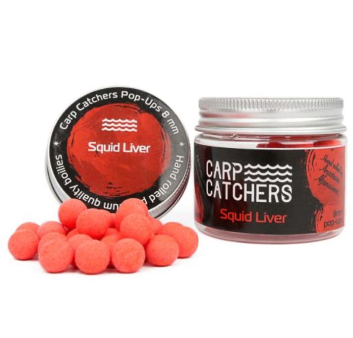 Бойли Carp Catchers Pop Ups - Плаваючі - Ø12 мм - 35 шт/уп - Squid Liver - Флюоресцентний червоний