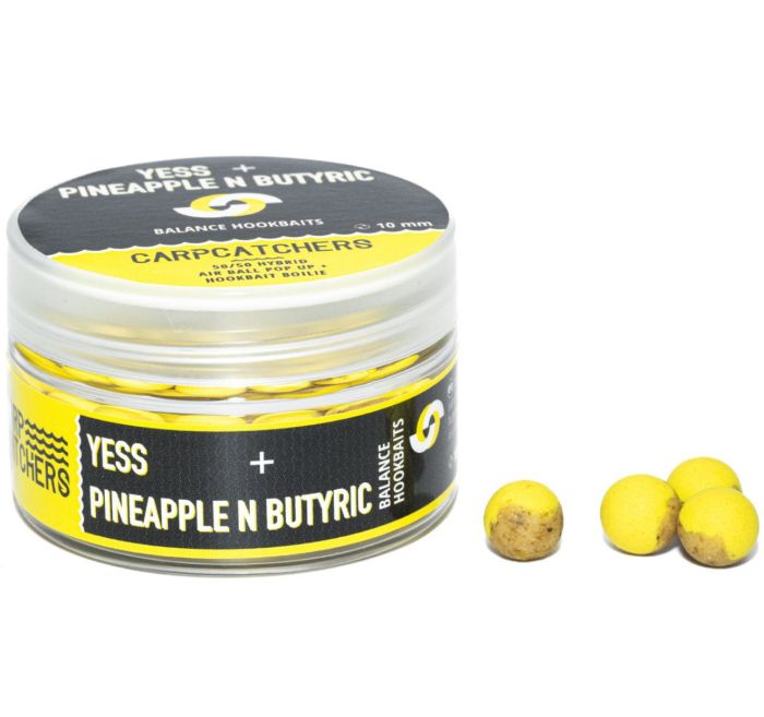 Бойли Carp Catchers Balance Hookbaits - Ø10 мм - Natural Fluoro Yellow&Natural YB - YESS&Pineapple N Butyric