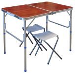 Стіл + 2 стільці - 60x90 - Коричневий (туристичний для кемпінгу та пікніка)