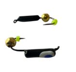 Мормишка Вольфрамова Володимирська Гвоздик - З кулькою золото - 3 мм - 0.5 г - Чорний з біло-синьою точкою - Арт.607