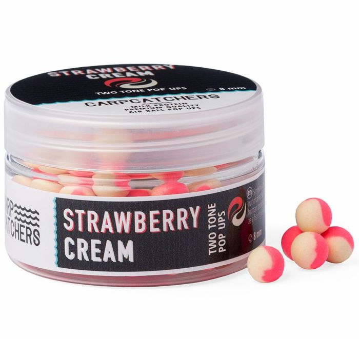 Бойли Carp Catchers Pop Ups - Ø8 мм - 75-77 шт/уп - Двоколірні - Fluoro Pink&Natural - Strawberry Cream