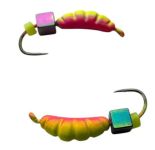 Мормишка Вольфрамова Володимирська Личинка - З кубиком хамелеон - 2 мм - 0.4 г - Жовто-Червоний - Арт.611