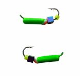 Мормишка Вольфрамова Володимирська Гвоздик - З кубиком хамелеон - 3 мм - 0.5 г - Зелений з біло-червоною точкою - Арт.612