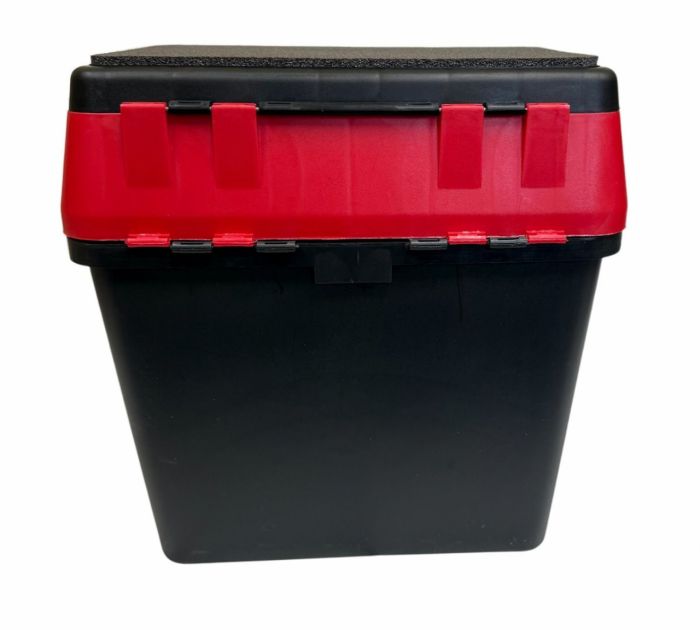 Ящик для зимової риболовлі - 18 л - 35x39x18 см - Чорно-червоний - Україна.