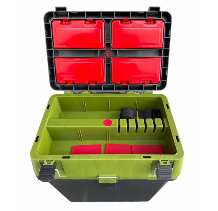 Ящик для зимової риболовлі - 18 л - 35x39x18 см - Чорно-оливкова - Україна.