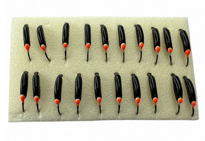 Мормишка Вольфрамова Володимирська Частка часнику - З червоною точкою - 2 мм - 0.3 г - Чорний - Арт.620