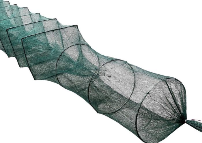 Раколовка гармошка Wolf №28 - 14 м - 43x33 см - Осередок 6 мм - 24 входи - Зелений