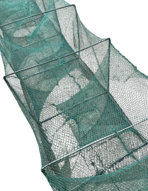 Раколовка гармошка Wolf №28 - 14 м - 43x33 см - Осередок 6 мм - 24 входи - Зелений