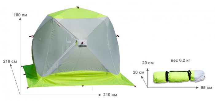Палатка зимова Лотос Куб 3 Компакт ЕКО - Зелена