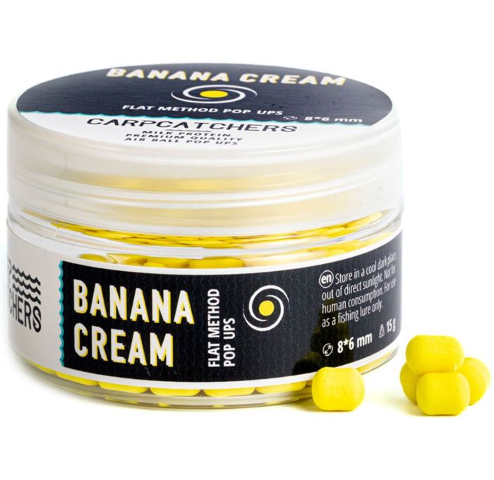 Бойли Carp Catchers Pop Ups дамбел - 8x6 мм - Banana Cream/Банан та вершки - Flat Method