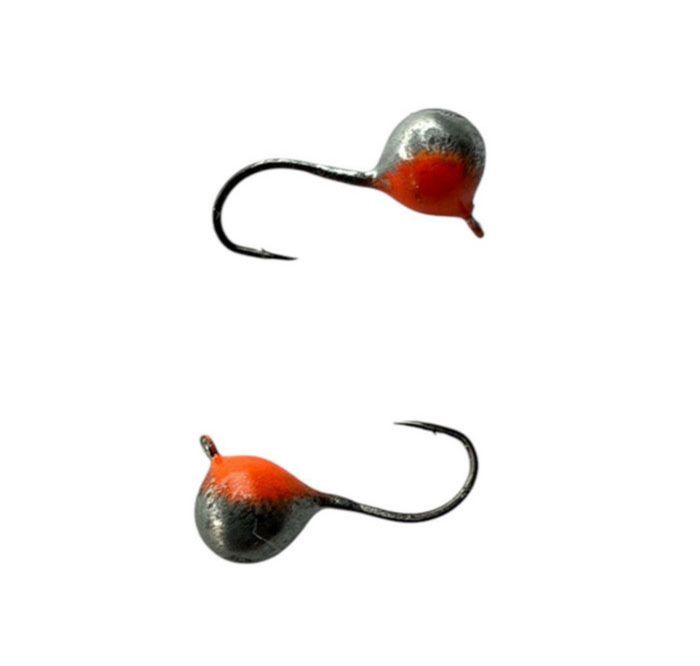 Мормишка Вольфрамова Володимирська Куля Гранений з кембриком - З вушком - 4 мм - 0.6 г - Срібло/Червоний - Арт.596