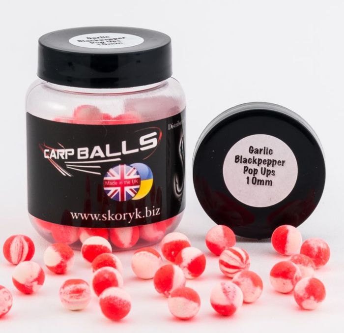 Бойли Carp Balls Pop Ups - 30 г - Плаваючі - Ø10 мм - Garlic&Black Pepper (Часник та чорний перець)