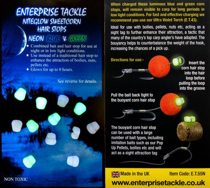 Стопори для бойлів Enterprise - Штучна кукурудза - Sweetcorn Hair Stop - Niteglow Blue&Green Mixed - Mini