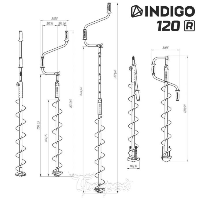 Льодобур Барнаульський INDIGO 120(R)-1600 v3.0 (праве обертання)