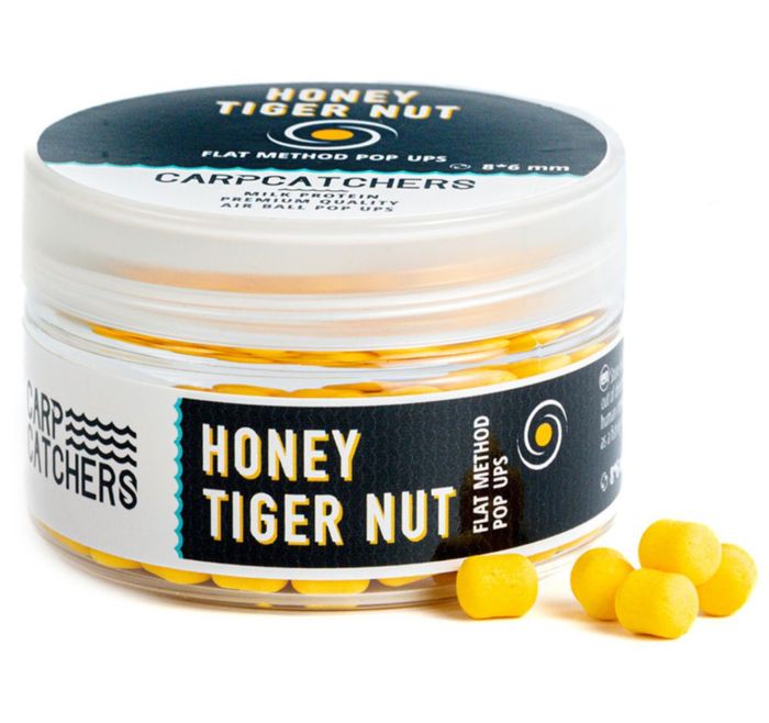 Бойли Carp Catchers Pop Ups дамбел - 8x6 мм - Honey Tiger Nut/Мед та Тигровий горіх - Flat Method